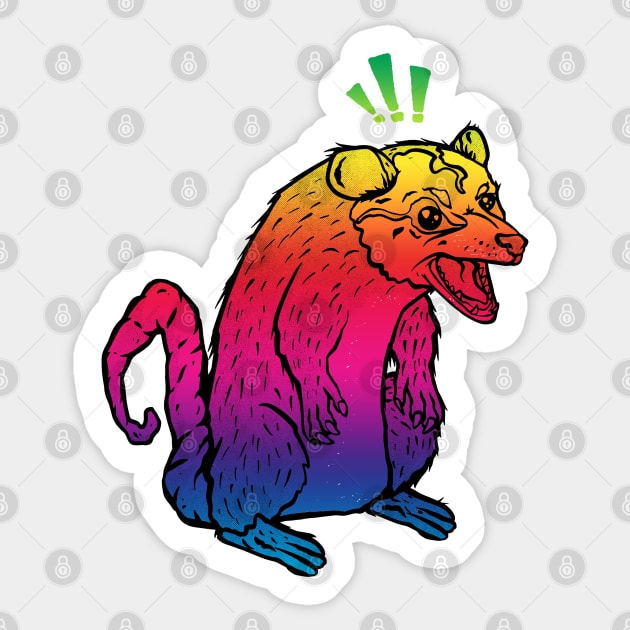 Angry Possum Sticker by Sunil Belidon